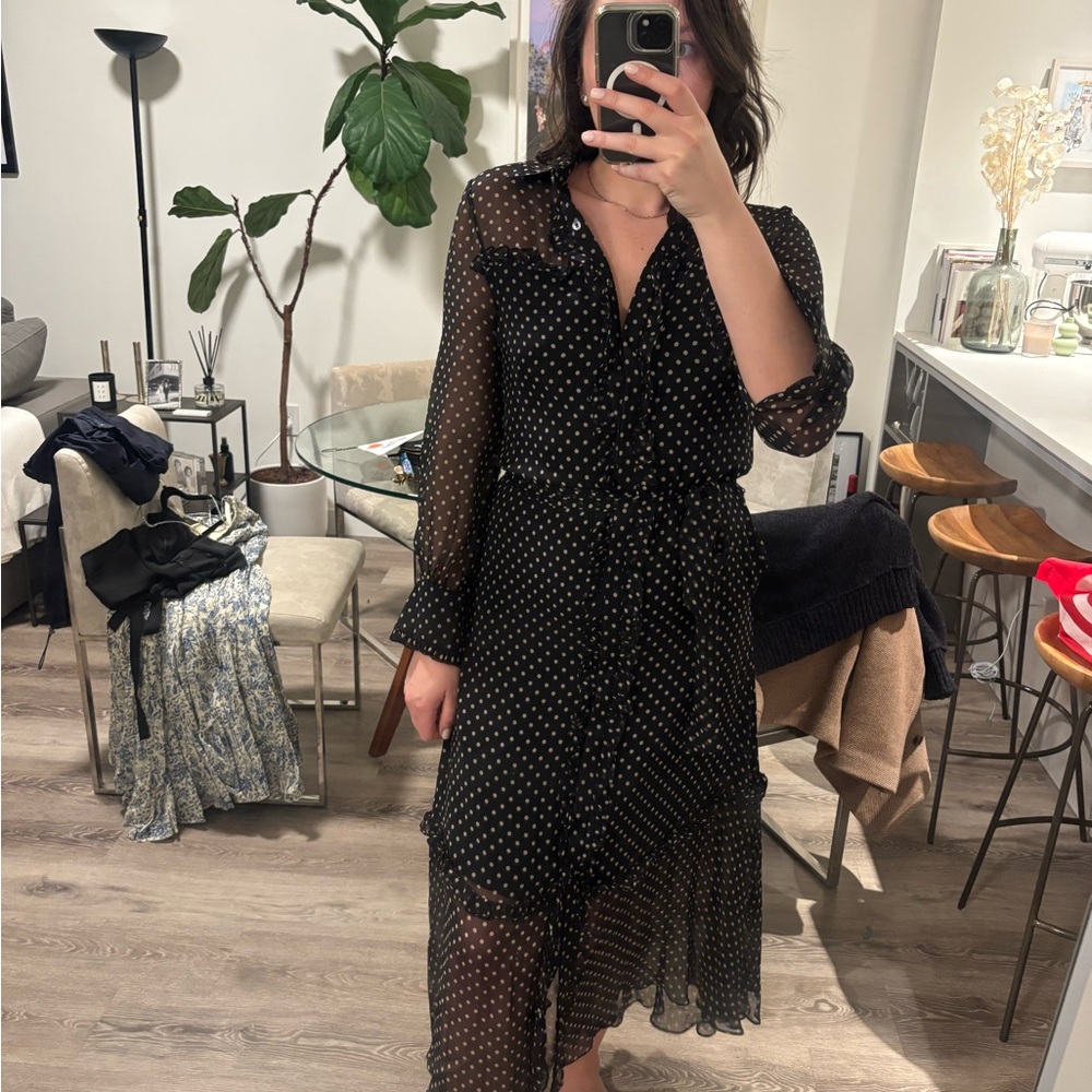 Elegant Black Polka Dot Dress